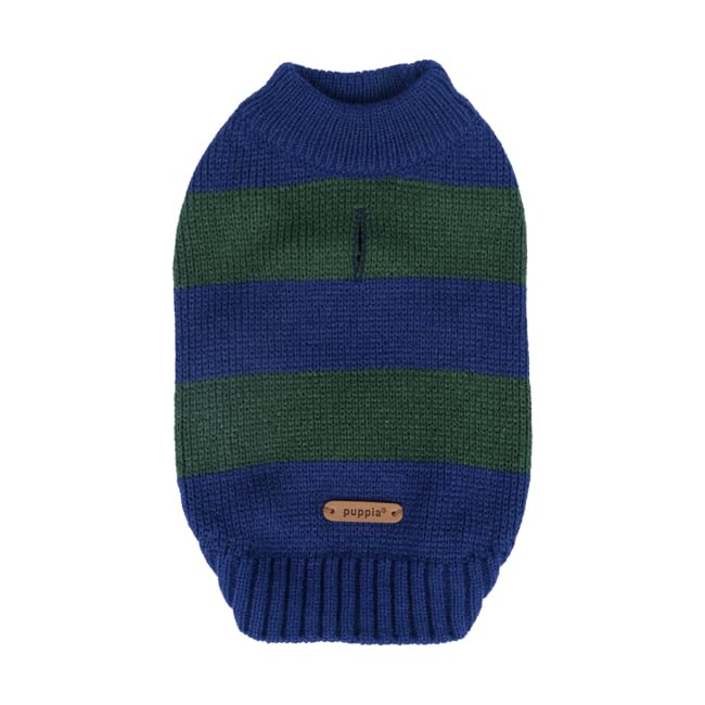Pull d'hiver pour chien contre les frissons taille S tricot rayé bleu marine