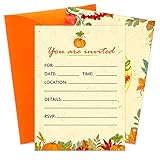 SICOHOME Thanksgiving Party Invitations - 12pcs 5'x7' Friendsgiving Invitations with Envelopes for Kids Adult Baby Shower Fall Birthday Invitations Thanksgiving Greeting Cards Party Favors Supplies