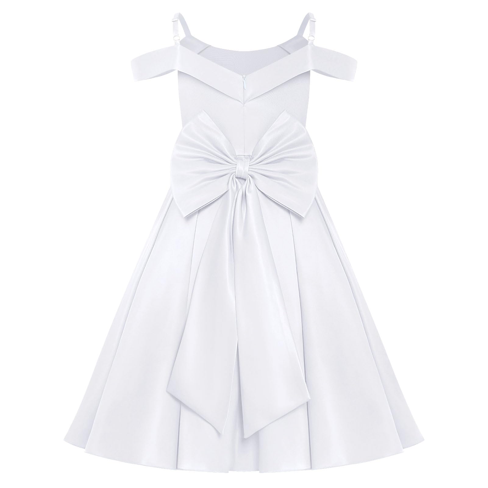 IWEMEK Abito da sera da ragazza in raso senza maniche con volant elegante per cerimonia di compleanno battesimo principessa