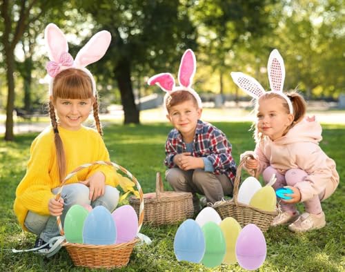 Image of The Dreidel Company Massive Pastel Fillable Easter Eggs Colorful Bright Plastic Easter Eggs, Perfect For Easter Egg Hunt, Surprise Egg, Easter Hunt, 8 inch Giant Fillable Eggs (48-Pack)