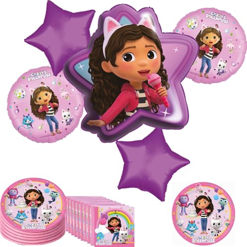 Platos de Gabbys Casa de muñecas para fiesta de cumpleaños de 8 niños sin estrés
