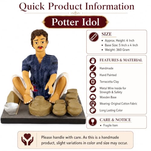 Image of Krishnanagar Handmade Clay Gift & Decor | Basic- Sitting Human Figure Miniature Idol - Potter