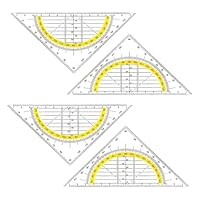 HZXINYI 4 Stück Geometrie Dreieck - 15.5cm Zeichendreieck Winkelmesser Kunststoff Geodreieck Transparent Flexibel Geodreieck Zeichendreieck Geeignet für Büro Studenten Designer