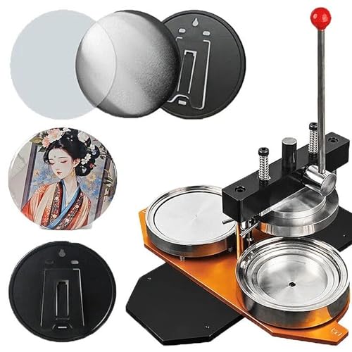 Photo Frame Maker Machine Kit, 150Mm/5.9Inch DIY Round Photo Frame Badge Maker Press Machine Set with Paper Cutter; 100Pcs Materials for Photo(Magnet Machine Kit)