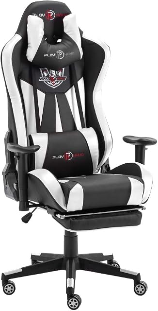 Play haha.Gaming chair Office chair Swivel chair Computer chair Work chair Desk chair Ergonomic Chair Racing chair Leather chair PC gaming chair (White, With footrest)