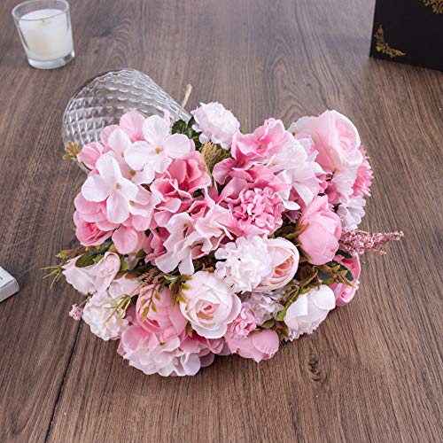KELINGO Artificial LED Pink Rose Flowers with Glass Vase, Flower Arrangement for Table Centerpiece, Home Office Wedding Decoration - Cosy Home Interiors KELINGO Artificial LED Pink Rose Flowers with Glass Vase, Flower Arrangement for Table Centerpiece, Home Office Wedding Decoration - Image 2