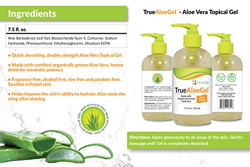 Naturecity Double Strength Aloe Vera Topical Gel - Soothes And Hydrates Irritated Skin - 7.5 Oz. Bottle (Single Bottle) #TOP7