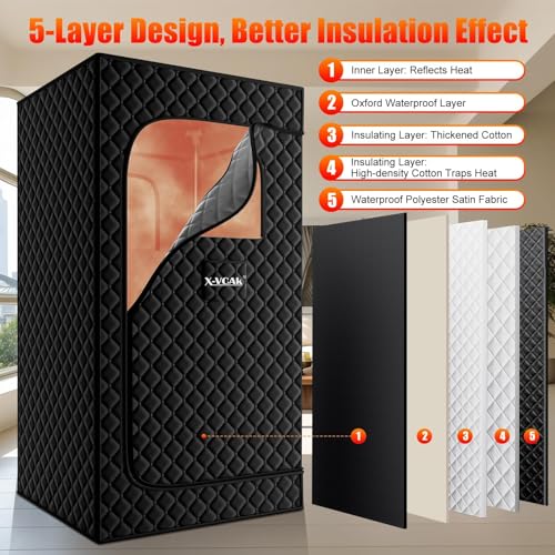 X-Vcak Upgraded Portable Sauna for Home,Relaxation, Steam Sauna for Home with Steamer, Remote Control, Folding Chair, 9 Levels - Image 5