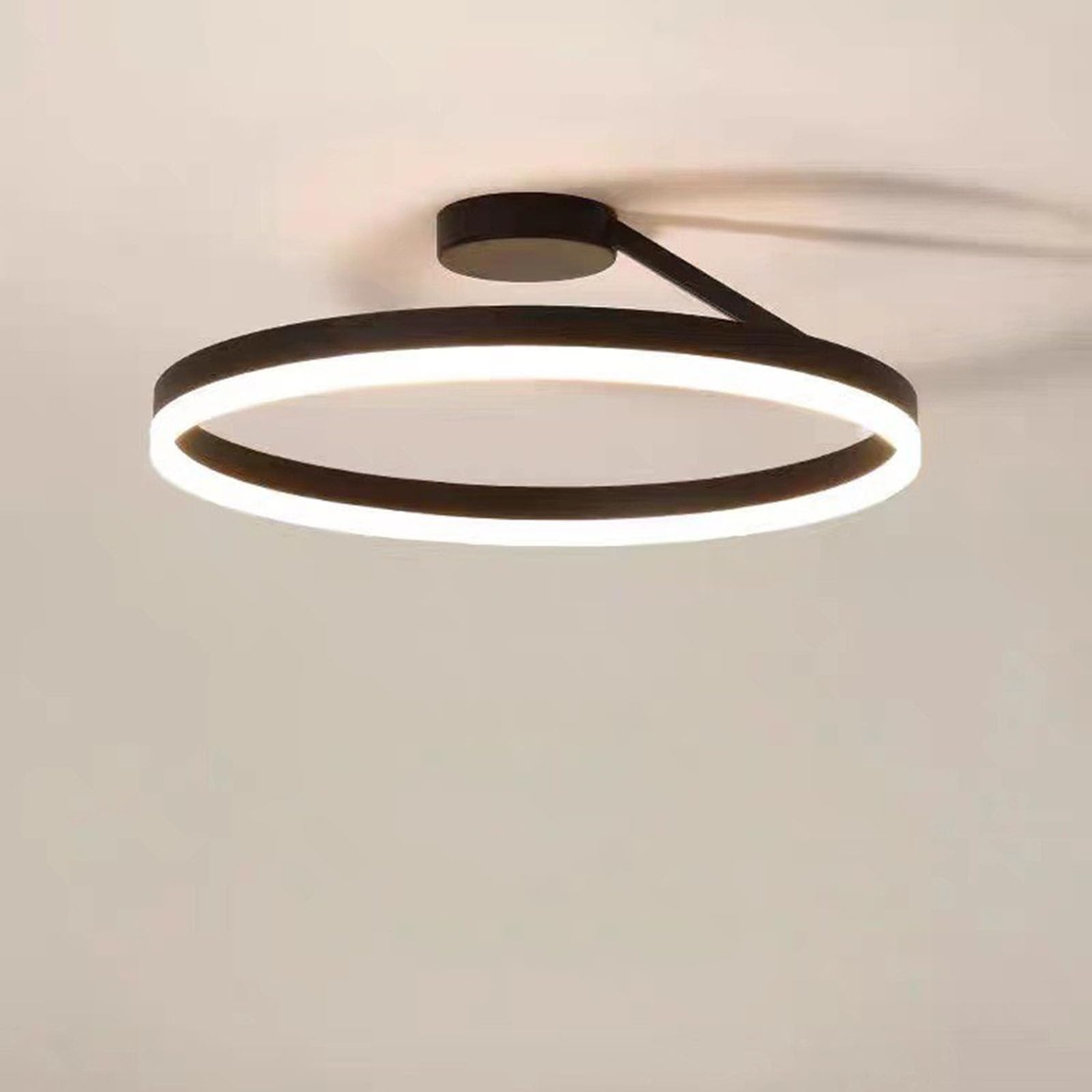 ZLGUBAY Modern LED Dimmable Ceiling Light,Nordic Designer Simple Single Circle Black Ceiling Lights,Flush Mount Aluminum Chandelier for Living Room, Bedroom, Kitchen