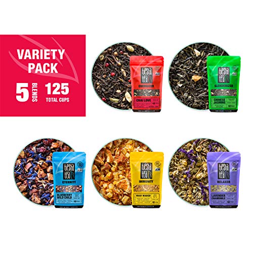 Tiesta Tea - Loose Leaf Tea Favorites Gift Box, 5 Pouches, High To No Caffeine, Hot & Iced Tea, Tea Assortment With Chai, Chinese Jasmine, Fruit & Herbal Tea Bags, Assorted Tea Box #TOP1