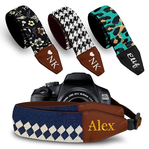 Art Tribute Custom Blue Diamond Camera Strap - Add Your Text and We Make It Especially For You Get Your Own Personalized Stocking Stuffer & Christmas Gift Camera Strap, No Shipping Cost!
