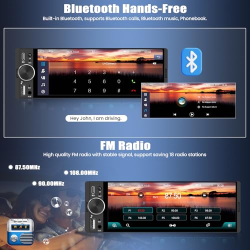 Radio para auto Single Din 6.28" con pantalla táctil HD miniatura 5