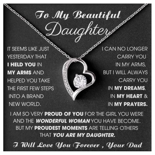 Jewelry To My Beautiful Daughter from Dad, Daughter Gift, Gift from Dad, Message Card for Daughter, Always carry you in my DREAMS, in my HEART