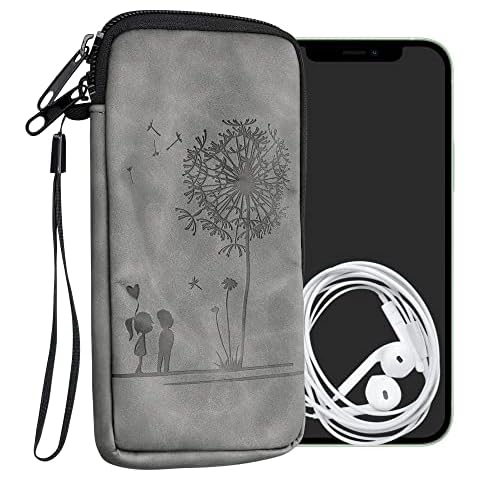 kwmobile Universal Smartphone Pouch L - Dandelion Love Grey Cover