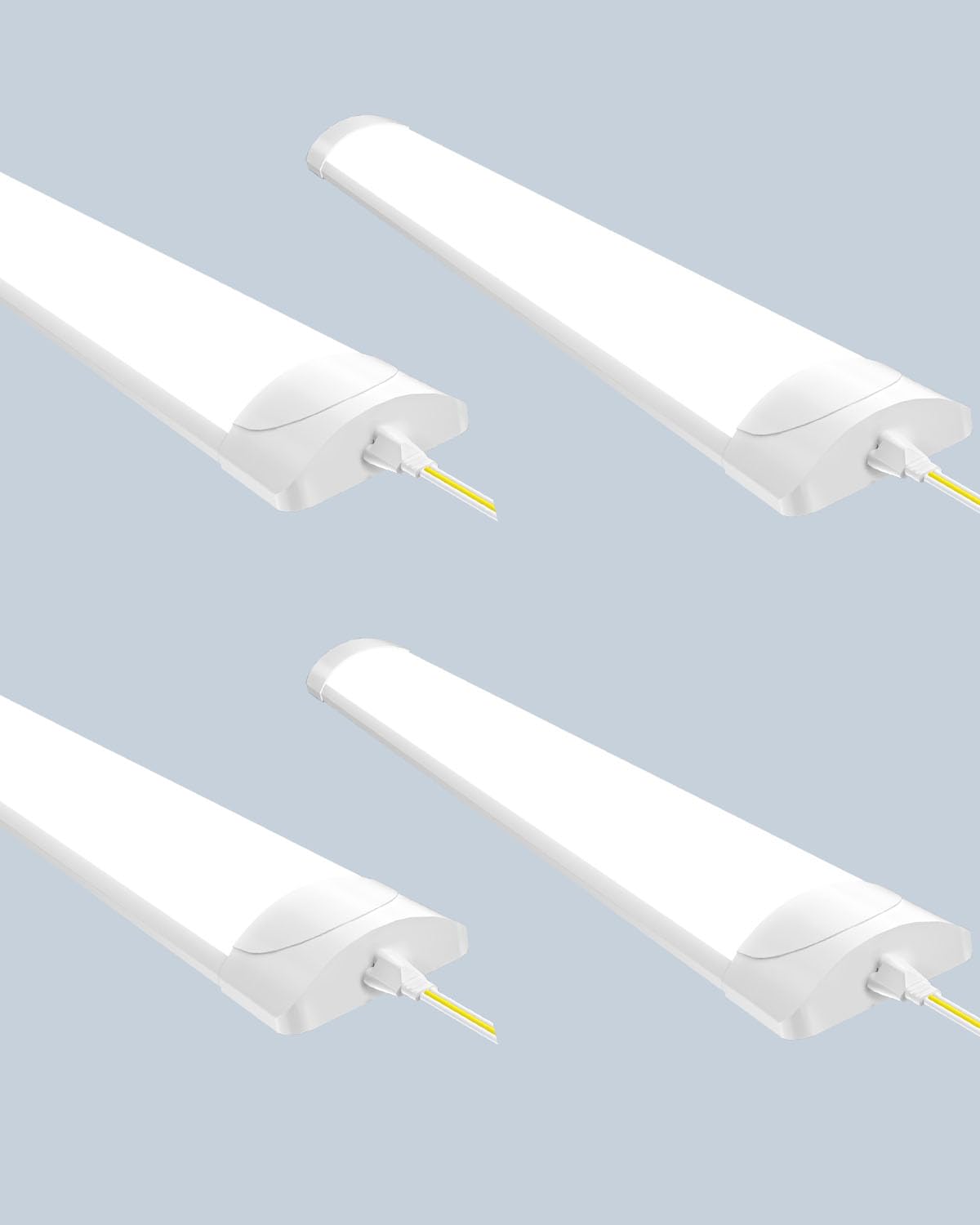 Worshow 4 Pack 3Ft Led Batten Light 90Cm Ceiling Fitting Tube Lights, 30W 3600Lm 6500K Linkable Daylight, Hanging Or Surface Mount Strip Light Fluorescent Lamp For Garage Office Workshop Bedroom Kitchen,4Pcs