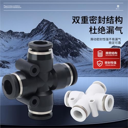Conector rápido neumático cruzado ZA-6 en cruz de 4 vías para tubos de 6mm 4