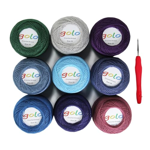 golo Crochet Thread Size20 Embroidery Thread 10gx9 Crochet Yarn for Hand Knitting 20-9-3