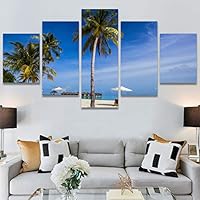 SIGNWIN 5 Panel Canvas Wall Art Palm Tree for Home Decorations Ready to Hang - 60