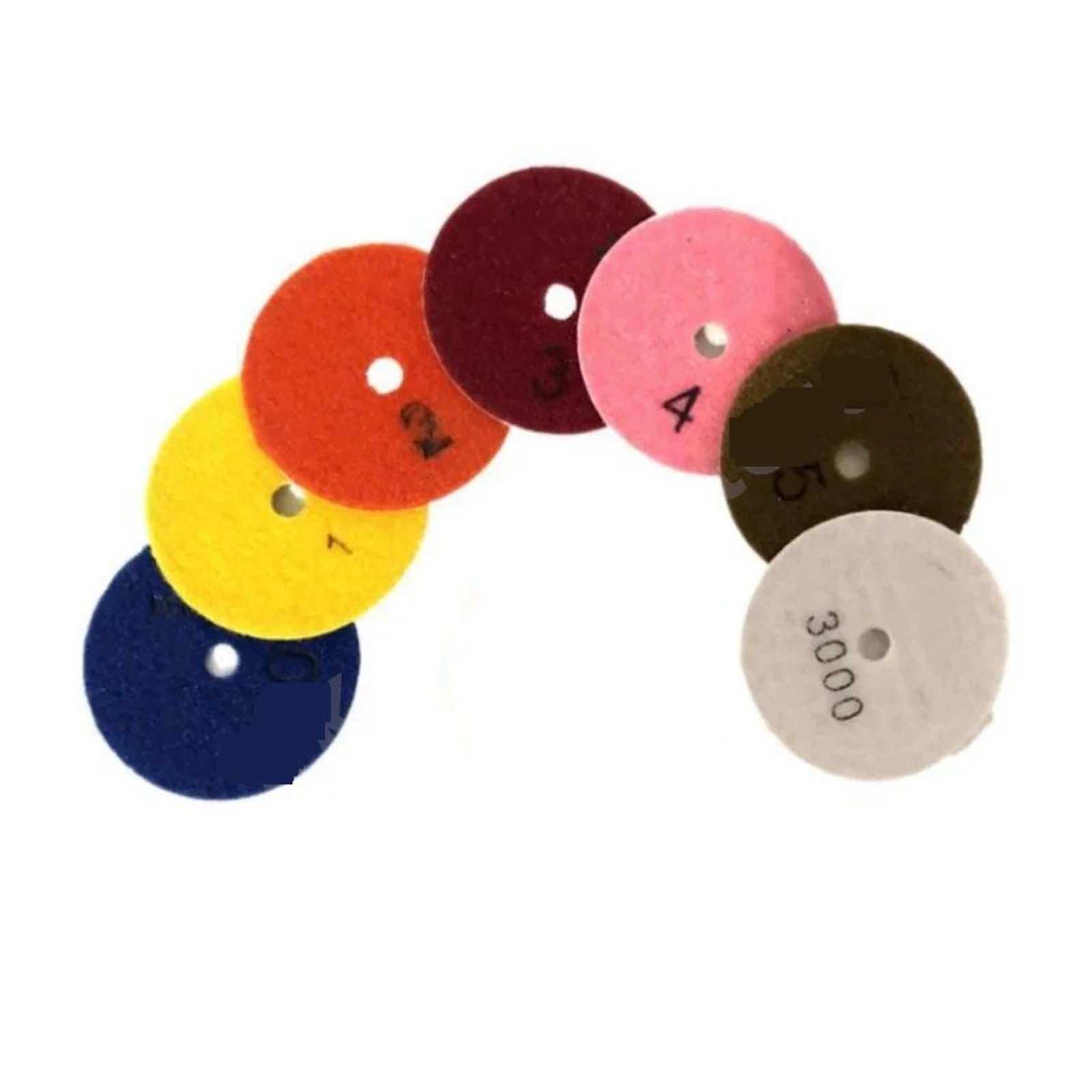 Juego de 7 almohadillas de pulido de diamante seco de 3/4 de pulgada para granito, mármol, disco de lijado de resina flexible, disco pulidor de piedra cerámica, herramientas de pulido (7 piezas de 3 p