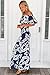 Happy Sailed Women Dark Blue Off-The-Shoulder Maxi Dress, Medium Blue Tendril Print