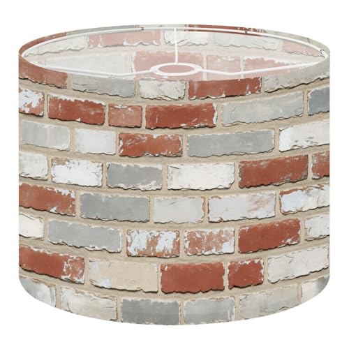 Drum Lamp Shades, 13"x13"x10" Lampshade Reclaimed Brick Wall Exposed Brick
