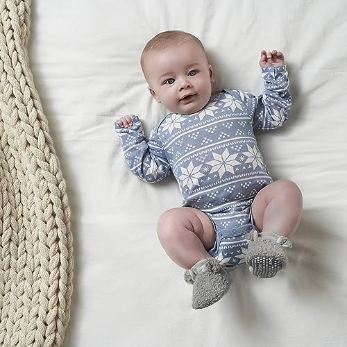 Gerber Baby Fleece Lined Non Skid Soft Slipper Booties with Ears, Grey Ears, 3-6 Months - image 5