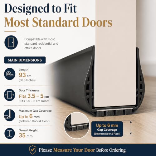 Image of Gap Filler for Door Bottom Seal Strip - Sound-Proof, Reduce Noise, Energy Saving Door Stopper for Reduce Door Dust, Insects Protector (Black Door Strip with Brush)