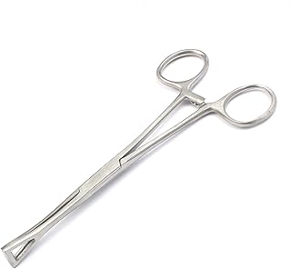AAProTools Stainless Steel Pennington Non-Slotted (Closed end) Clamp/Forceps with Ratchet Body Piercing Tool