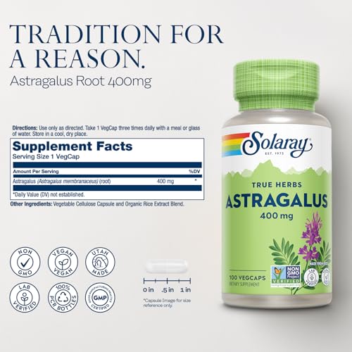 SOLARAY Astragalus Root 400mg – Traditional Herbal Support - Non-GMO, Vegan & Lab Verified - 100 Servings, 100 VegCaps - Image 3
