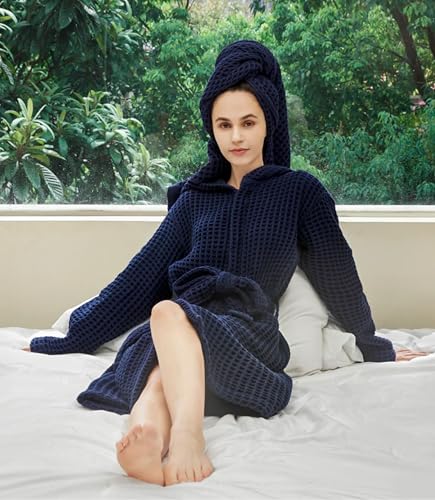Image of Luxury Organic Japanese Cotton Hotel & Spa Waffle Bathrobe for Men and Women (Hooded /Kimono)