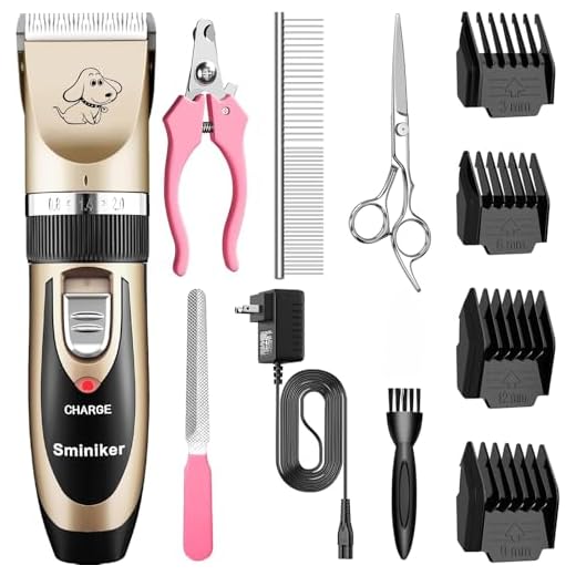 Sminiker Professional Rechargeable Cordless Dogs Cats Horse Grooming Clippers - Professional Pet Hair Clippers with Comb Guides for Dogs Cats Horses and Other House Animals Pet Grooming Kit
