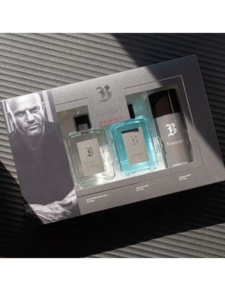 BRUMMEL - Sport Colonia 125 ml + After Shave 125 ml + Desodorante Spray 150 ml, Estuche de Regalo Hombre, Pack 3 Piezas, Eau de Toilette para Hombre, Aroma Oriental Amaderado, Fragancia Fresca