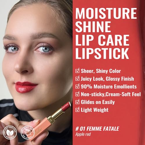 2. Bild von Oulac 2 in1 Lippenstift und Lip Balm, Saftiger und Glänzender Lippenpflege Lippenstift,Geschmeidige und Hydratisierte Lippen, Glänzendes Finish für trockene, rissige und spröde Lippen, Vegan (01)