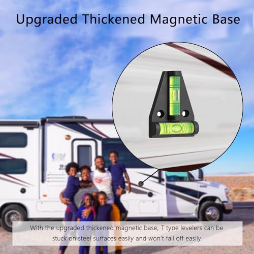 Magnetic RV Bubble Level, Mini Self-Adhesive T Type Small Leveler Indicator for RV Camper Travel Trailer Motorhome Leveling Blocks Accessories Tool