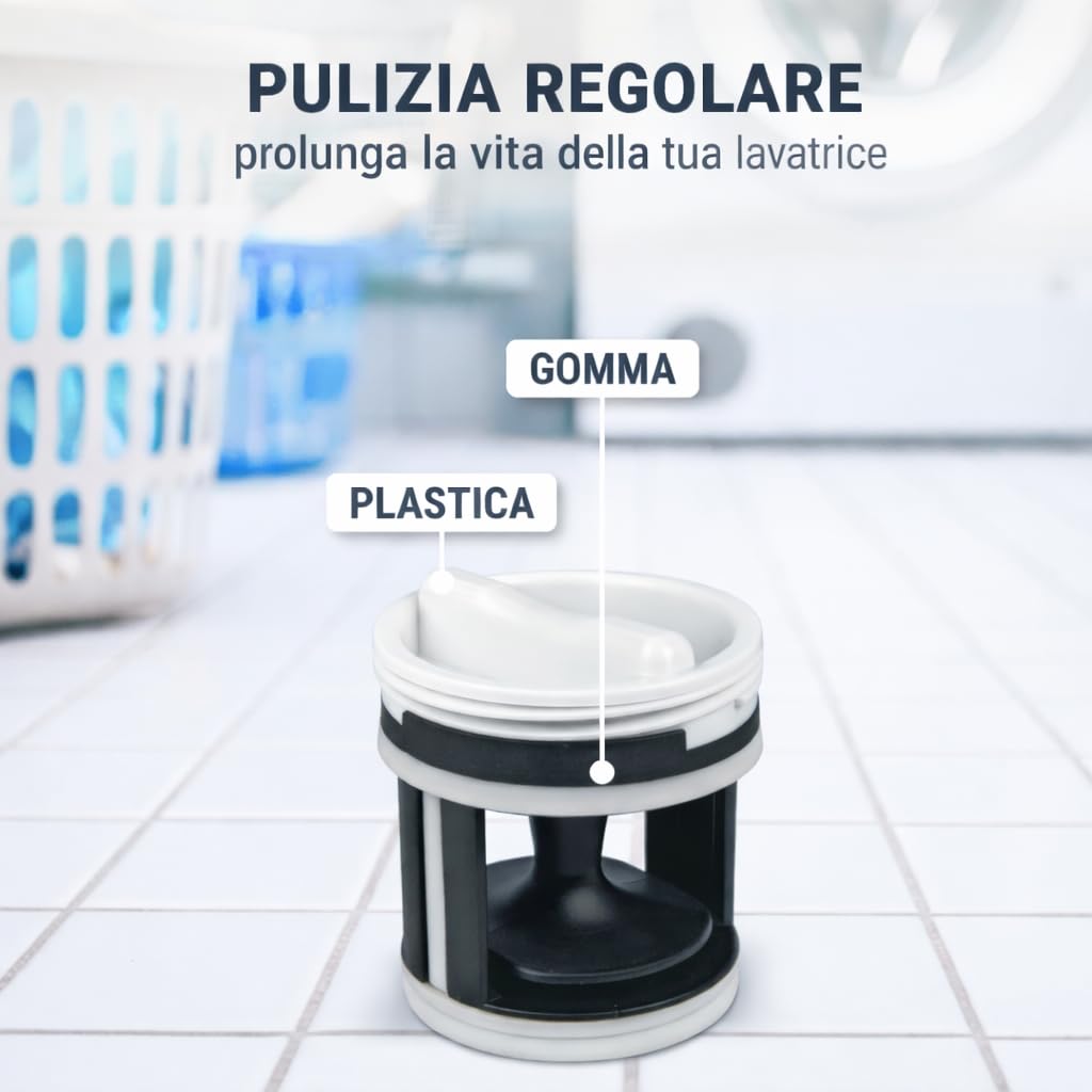 Filtro Pompa di Scarico Lavatrice Compatibile Candy Hoover Otsein – Codice Originale 41021233 – Previene Intasamenti e Blocchi - 4