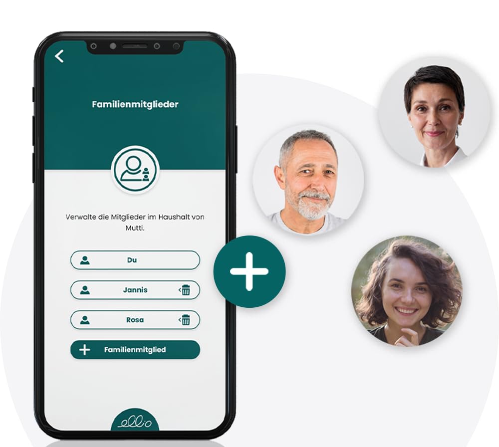 ellio Automatischer Hausnotruf für zu Hause inkl. kostenloser Familien-App. Ruft auch bei Ohnmacht Hilfe, denn es ist kein Notrufknopf notwendig. (WLAN)
