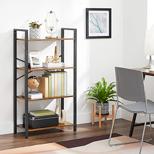 Vasagle Bookshelf, 4-Tier Shelving Unit, Bookcase, Book Shelf, 11.8 X 25.9 X 47.2 Inches, Rustic Brown + Black #TOP1