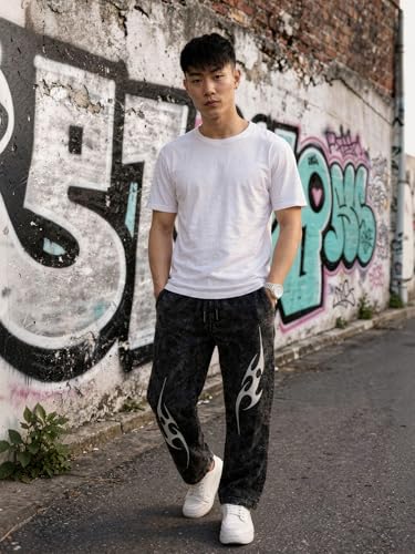 Image of fanideaz Mens Cotton Baggy Trackpant for Men | Streetwear Loose Fit Track Pants for Men | Comfortable Breathable Cotton Casual Wear Lower for man Stylish