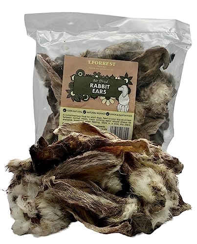 UK Air Dried Rabbit Ears with Fur x 180g for Dogs - 100% Natural Treats - Grain & Gluten Free, 180 g (Pack of 1)