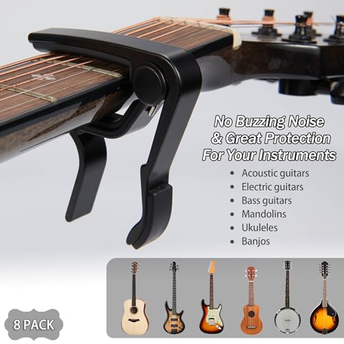 Image of Guitar Capo 8 Pack Capo Guitar Clamp Kapo for Acoustic Electric Bass Guitar Ukulele