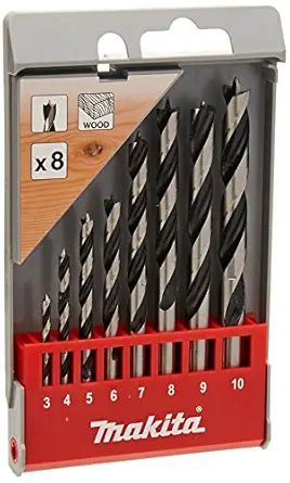 Makita D-57227 Drill Bit Set for Wood (8 Pieces),Carbon Steel, Round