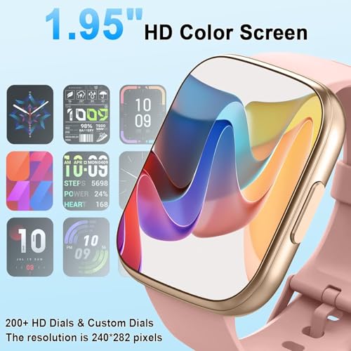 Image of Smart Watch for Women, 1.95 inch HD Touchscreen Fitness Tracker with Bluetooth Calling, Fitness Watch with 110+ Sports Modes /Heart Rate /Sleep Monitor, IP68 Waterproof Smartwatch for Android iOS, Pink