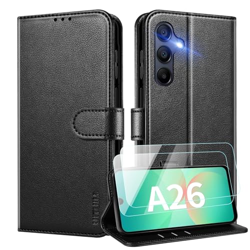 UITUIM Coque pour Samsung Galaxy A26 5G Coque Etui Portefeuille Cuir avec 2 Verre Trempé...