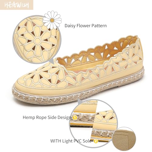 Image of HEAWISH Women's Ballet Flat Daisy Round Toe Dress Shoes Casual Slip On Rope Loafer