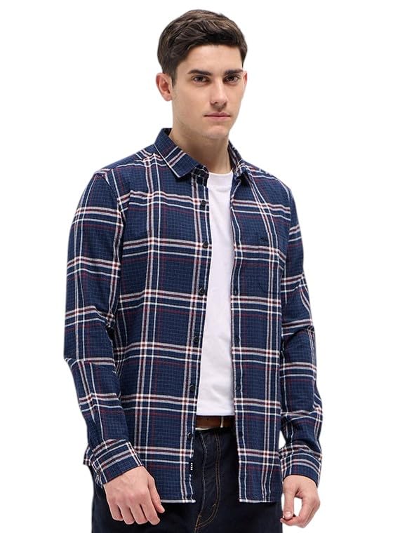 Image of THE BEAR HOUSE Men's Cotton Checked Casual Shirt