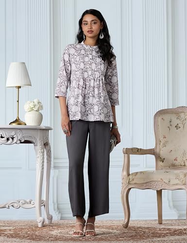 Image of Amazon Brand - Myx Women Cotton Printed A-line Short Kurti (Available in Plus Sizes)