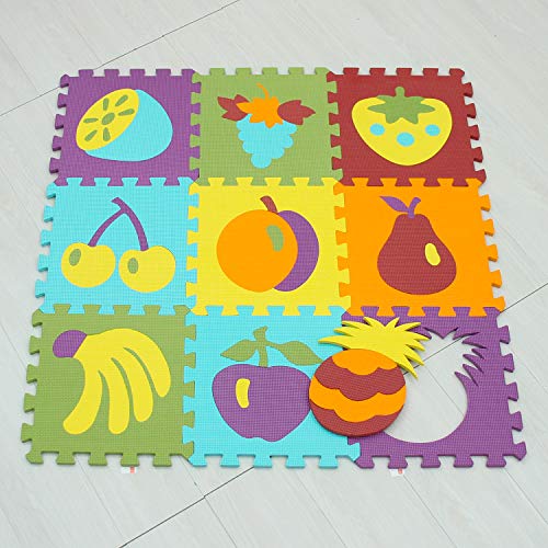 MU SHEN Alfombra Puzle Niños 3 Años 9 Piezas Animales EVA 0'74 m2 Certificado Aleman Libre de toxicos