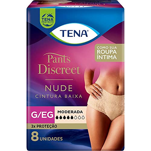 Calcinha Descartável Tena Pants Discreet Nude G/Eg 8 Unidades, Tena