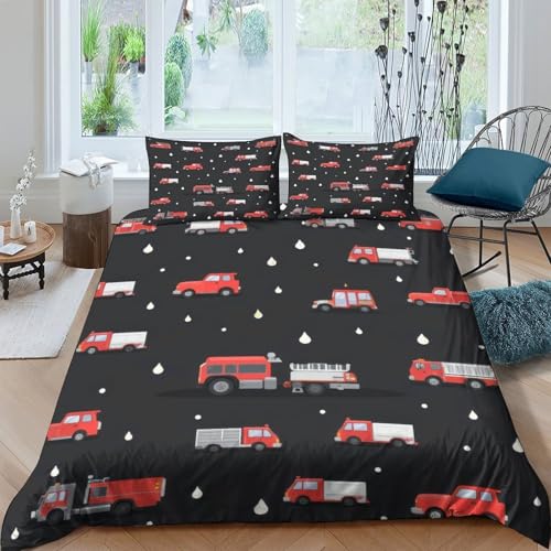 Housse de couette camion de pompier cadeau lit enfant 140x200 - 4