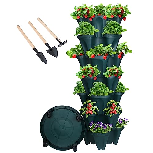 GameXcel Vertical Planter 7 Tier Stackable Planters Garden Planters Strawberry